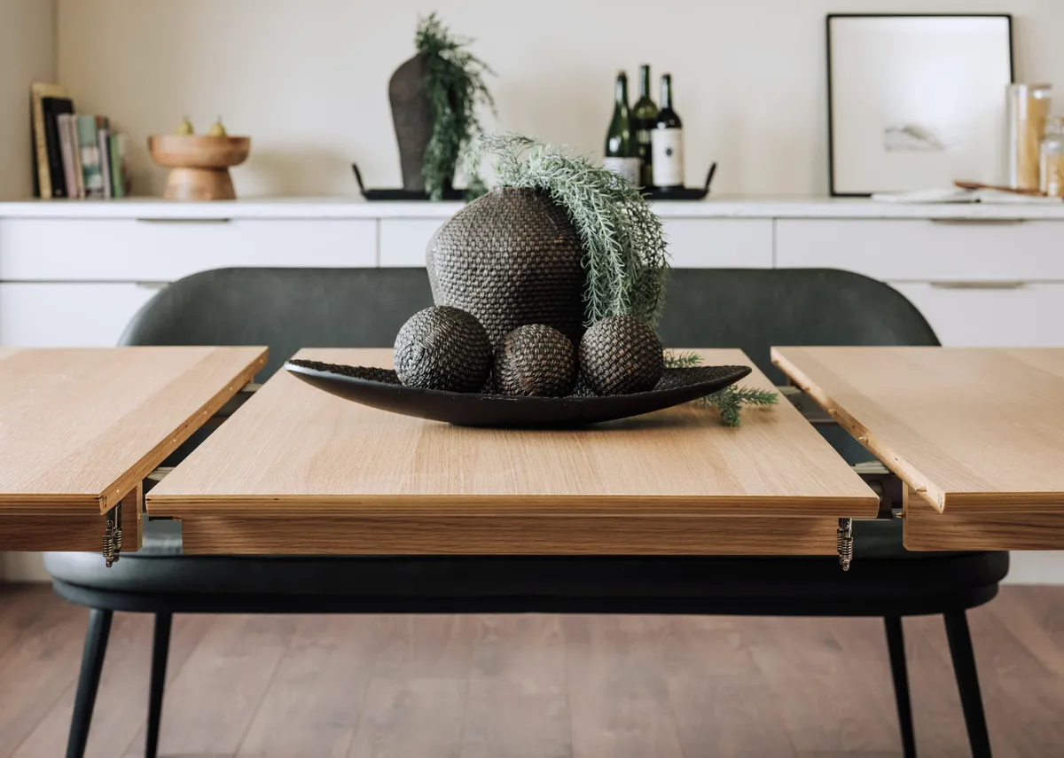 An oak rectangular dining table from EZ Livings Anton range.Front view