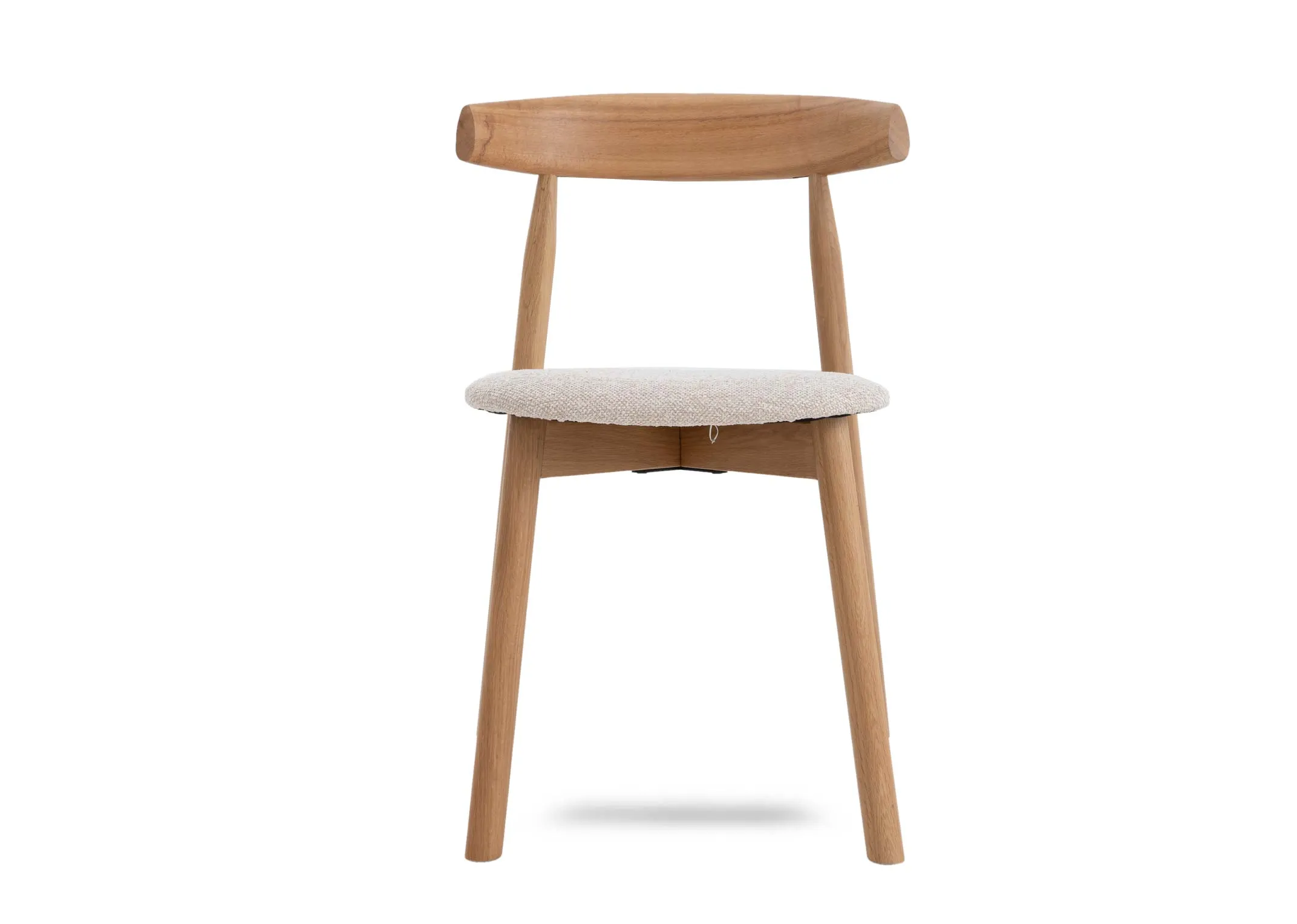 An oak dining chair with fabric seat from EZ Livings Suri range. Front view