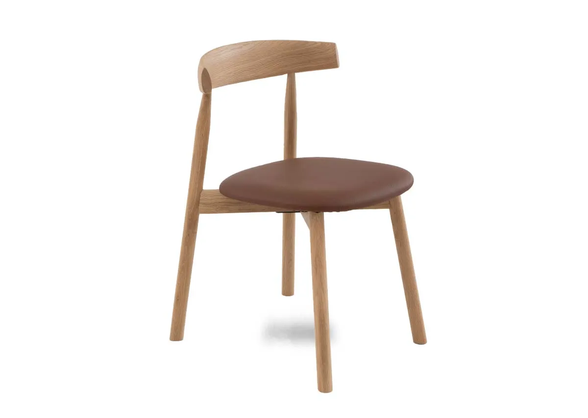 Oak Dining Chair with Tan Faux Leather Seat - Suri
