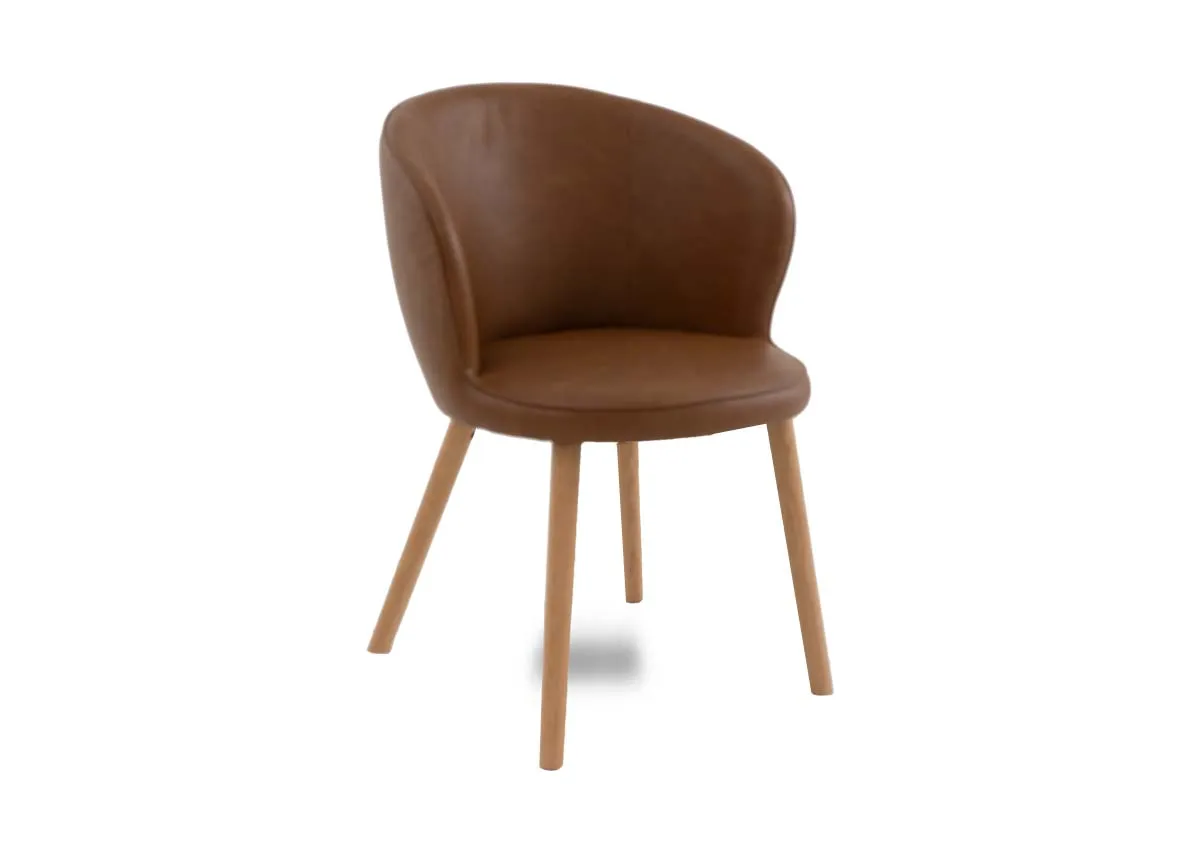 Brown Faux Leather Carver Chair with Oak Legs - Gain