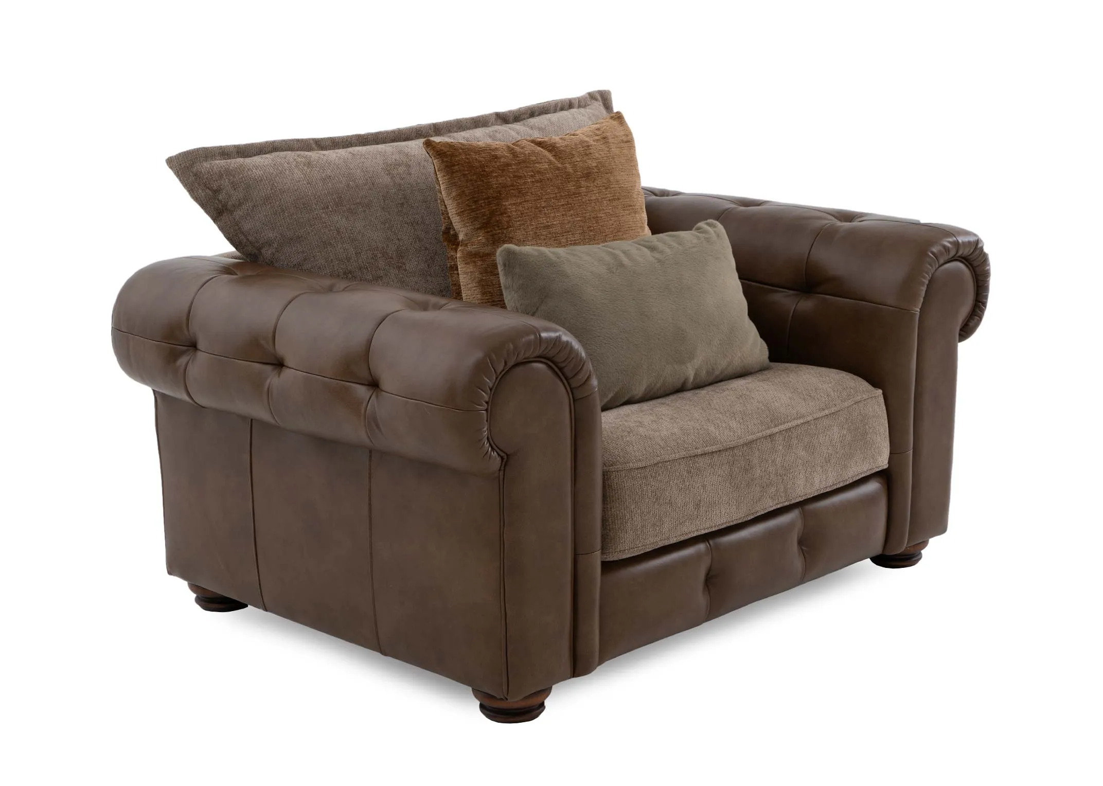 Brown Fabric & Leather Armchair - Nepal