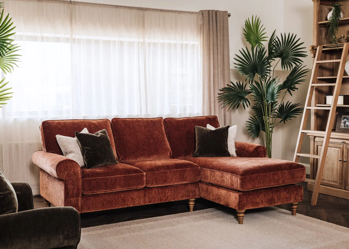 Rust Fabric RHF Corner Chaise - Cotswold