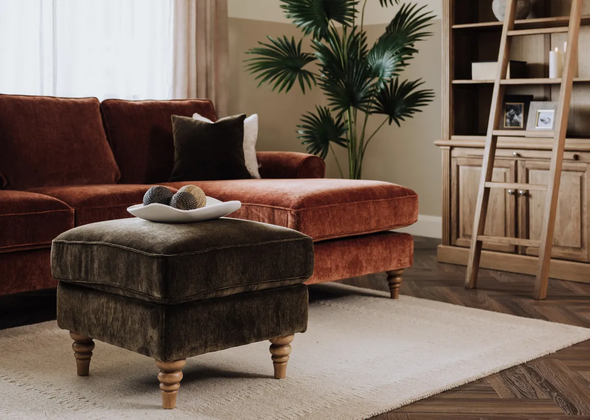 Green Fabric Footstool - Cotswold