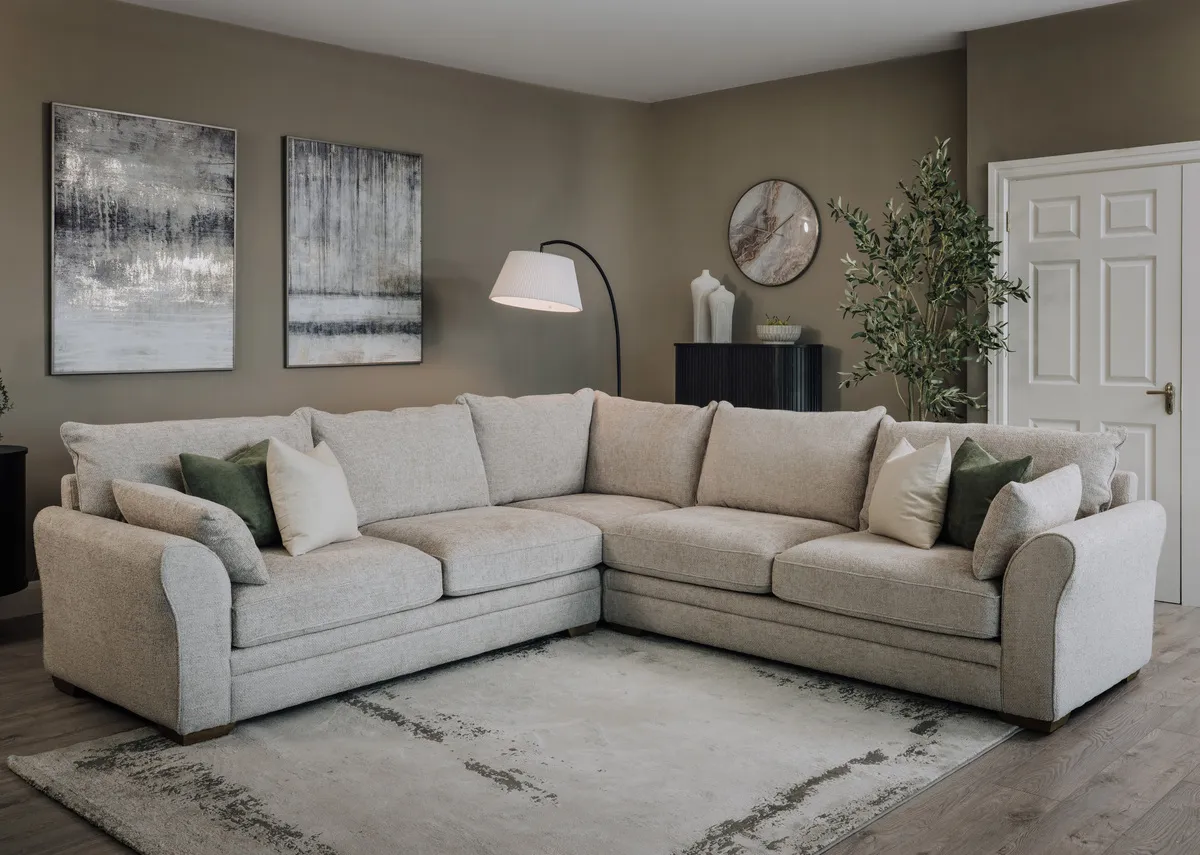 Beige Fabric Corner Sofa - New Skyline