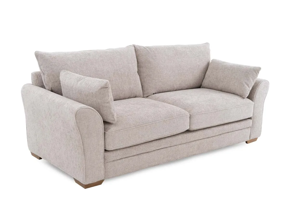 3 Seater Beige Fabric Sofa - New Skyline