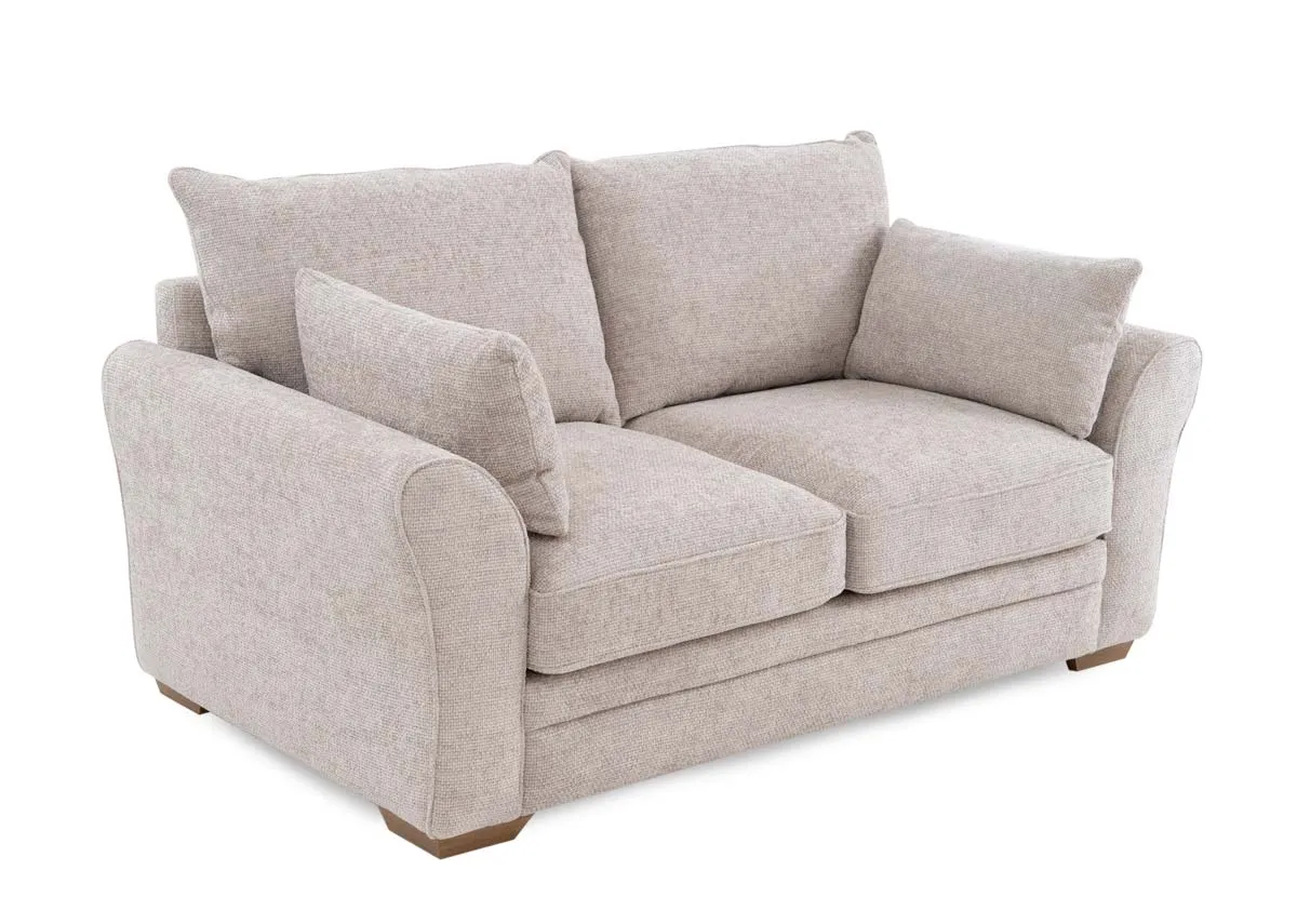 2 Seater Beige Fabric Sofa - New Skyline