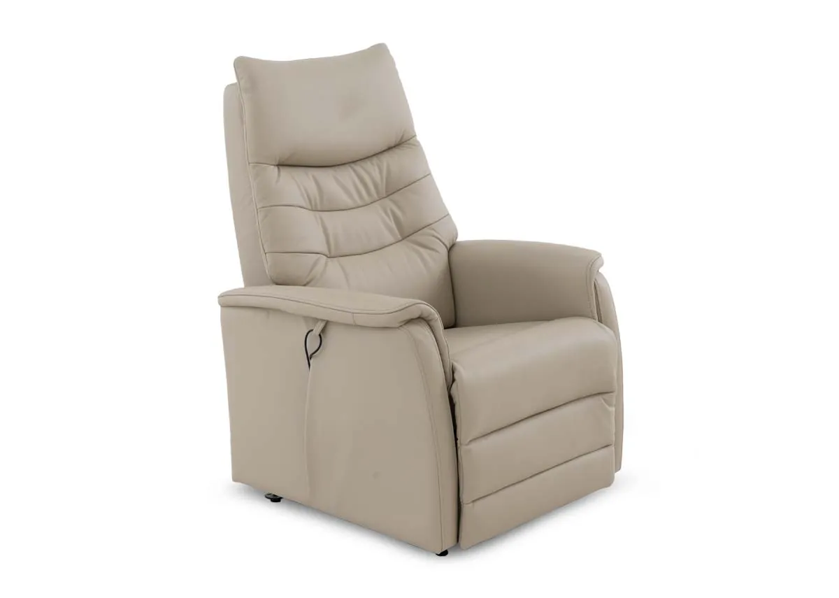 Beige Leather Tilt & Rise Recliner - Wyatt