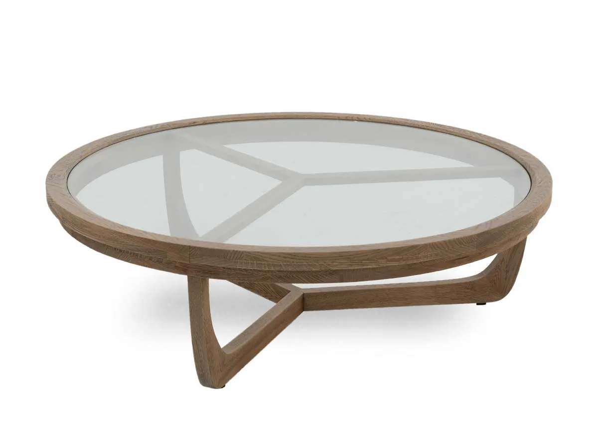 Oak & Glass Round Coffee Table - Alexis