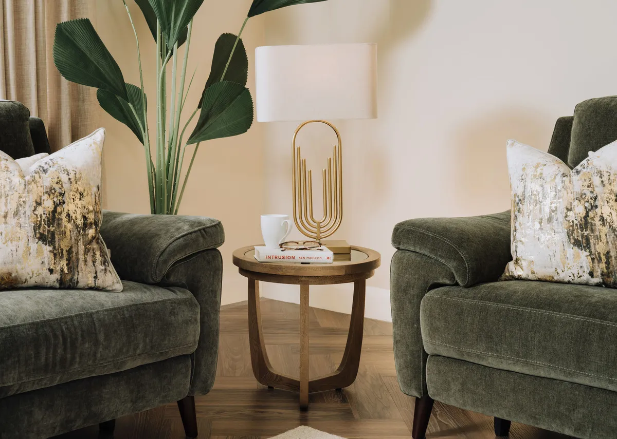Oak & Glass Round Lamp Table - Alexis