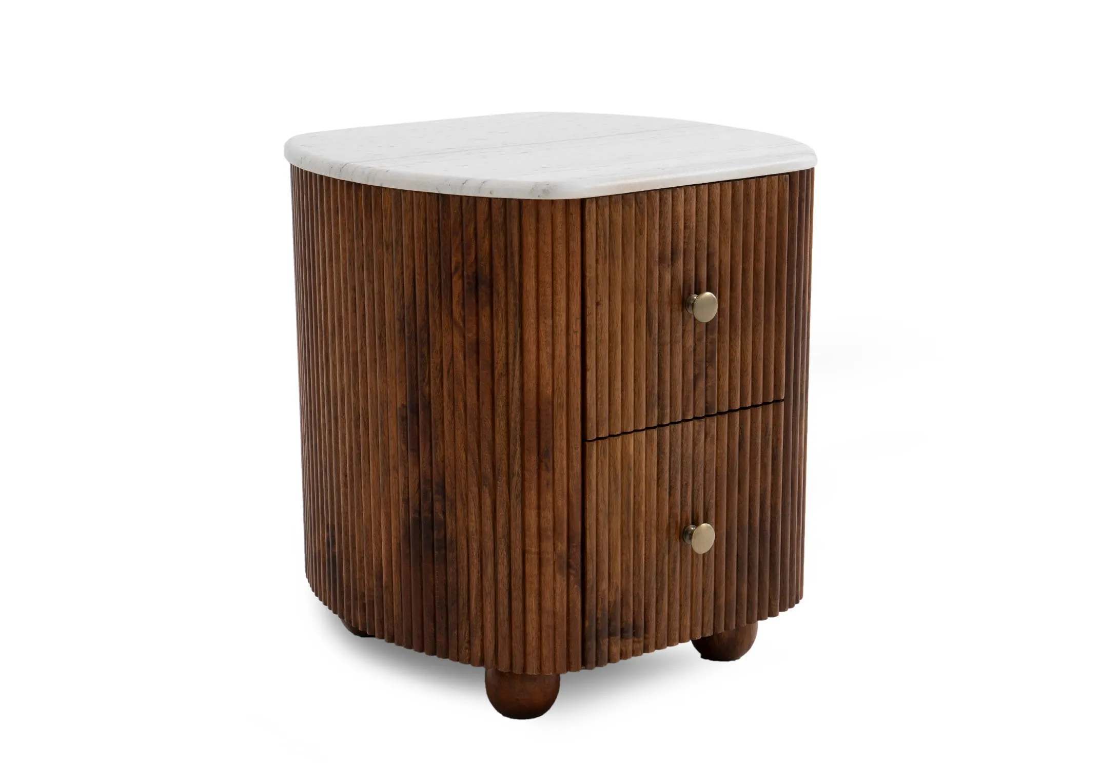 2 Drawer Fluted Mango & Marble Locker - Bunton