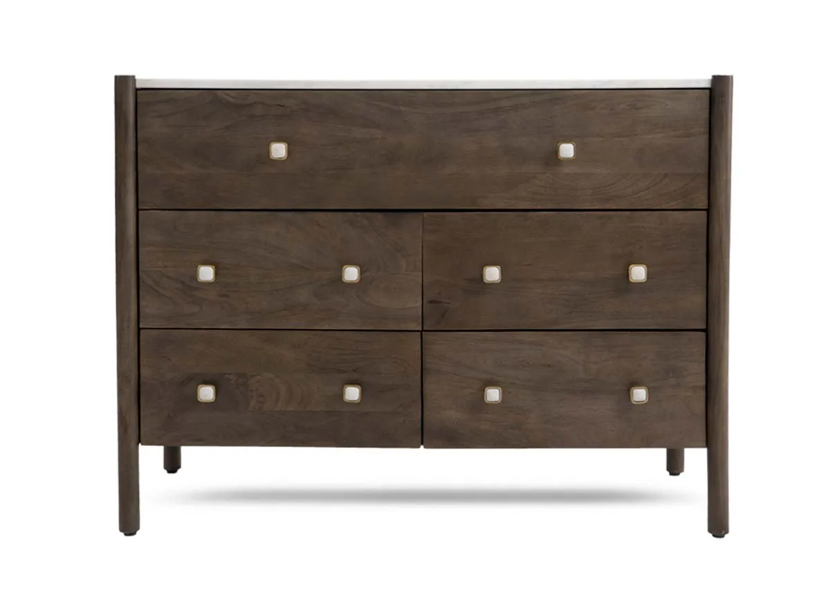 A dimension image of the Nora Chest of Drawers with 110cm x 45cm x 89cm