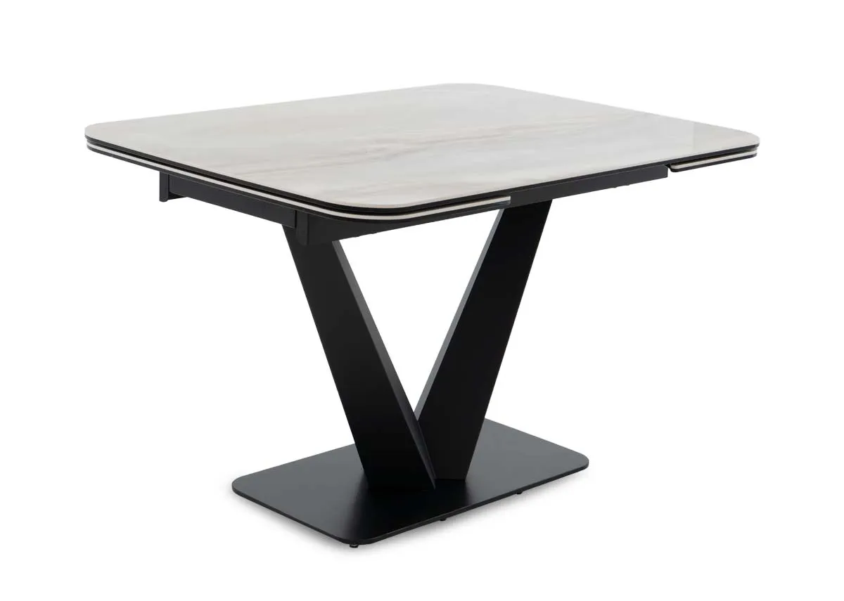 120cm-180cm Gloss Ceramic Double Extendable Dining Table - Tuscan