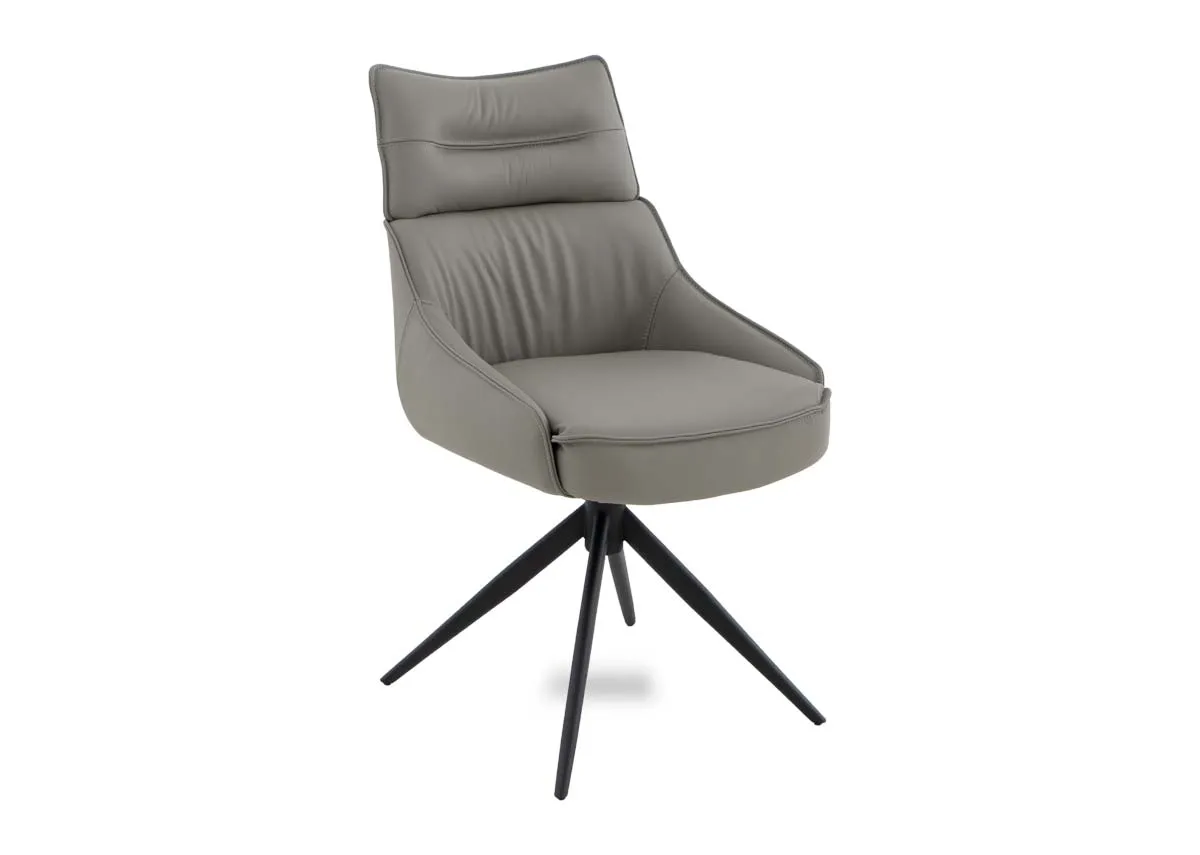 Grey Faux Leather Swivel Dining Chair - Turin
