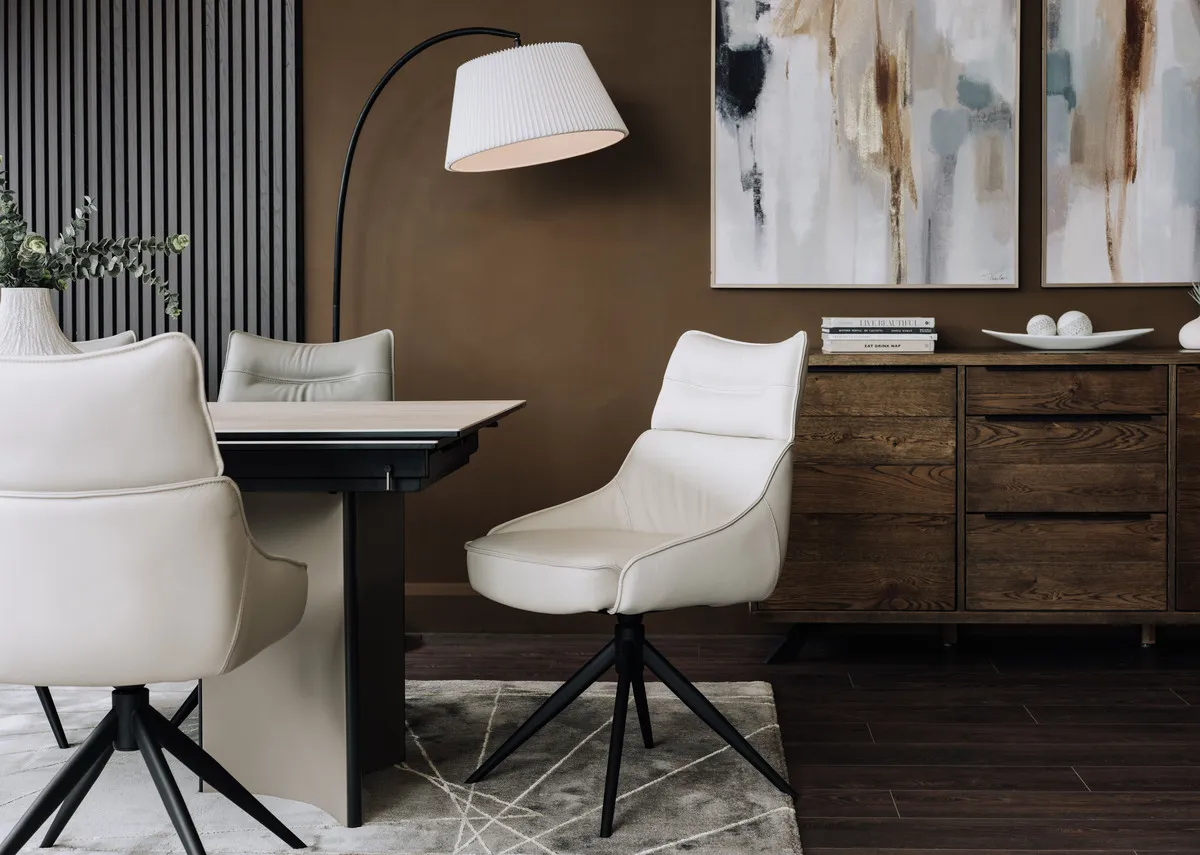 A lifestyle image of the Turin dining chair with Turin dining table