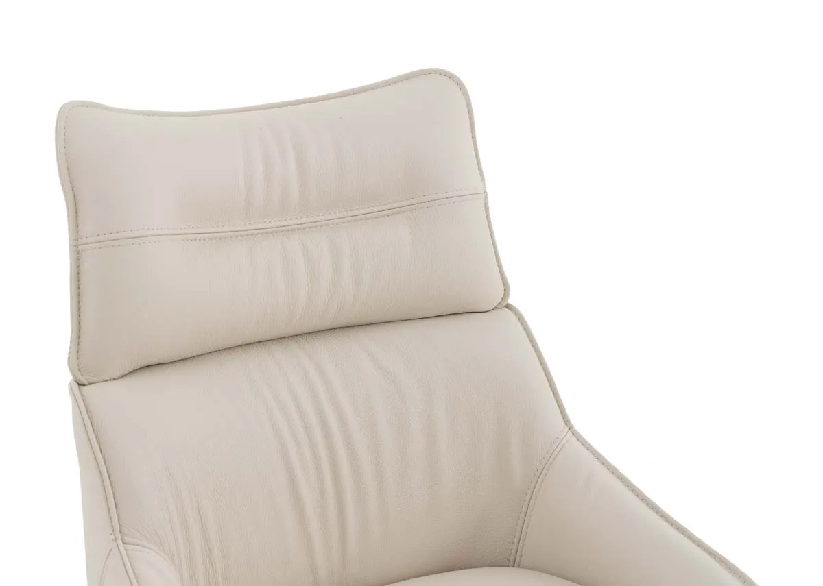 A cream swivel chair from EZ Livings Turin range. Closeup of fabric texture