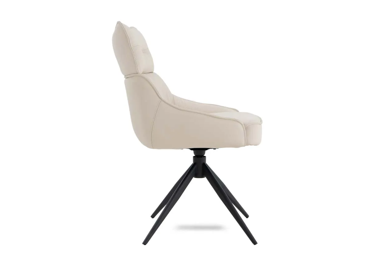 A cream swivel chair from EZ Livings Turin range. Side view