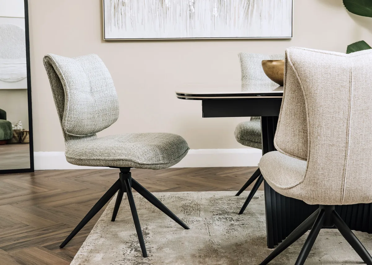 Light Green Fabric Swivel Dining Chair - Napoli