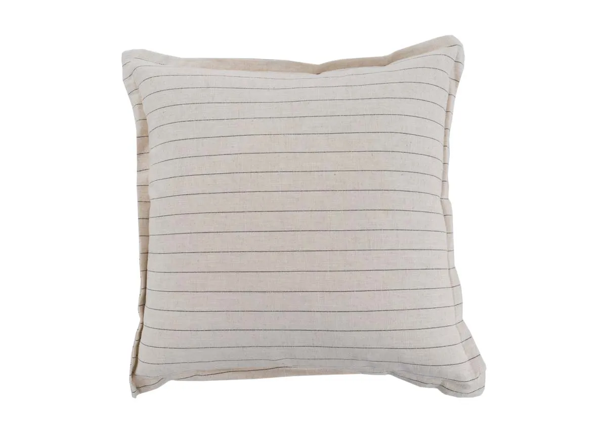 A square cream linen stripe cushion from EZ Livings