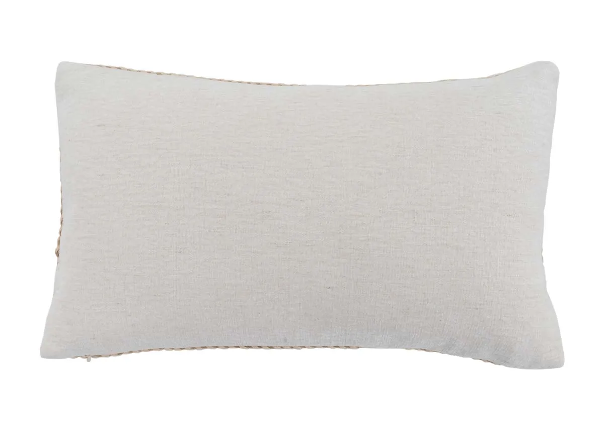 40cm x 60cm Cream with Woven Trim Cushion - Country Clay