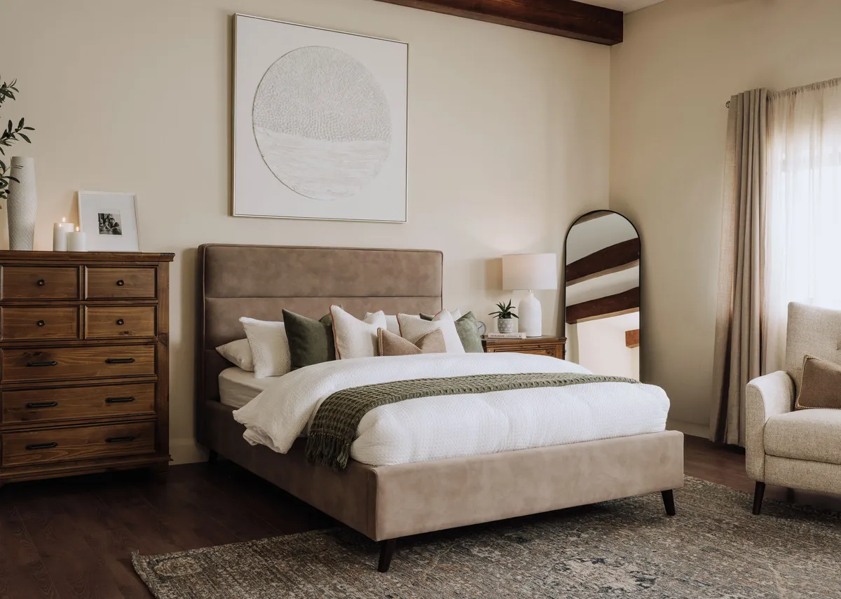 King Size (5ft) Brown Fabric Bed Frame - Ebony