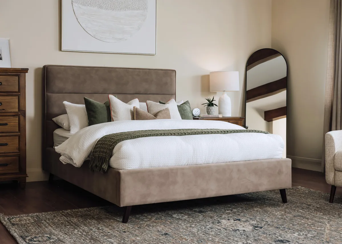 Super King (6ft) Brown Fabric Bed Frame - Ebony