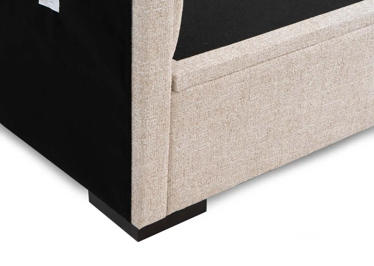 A dimension image of the Liberty 4ft6 Wheat Ottoman with 139cm x 202.5cm x 132cm