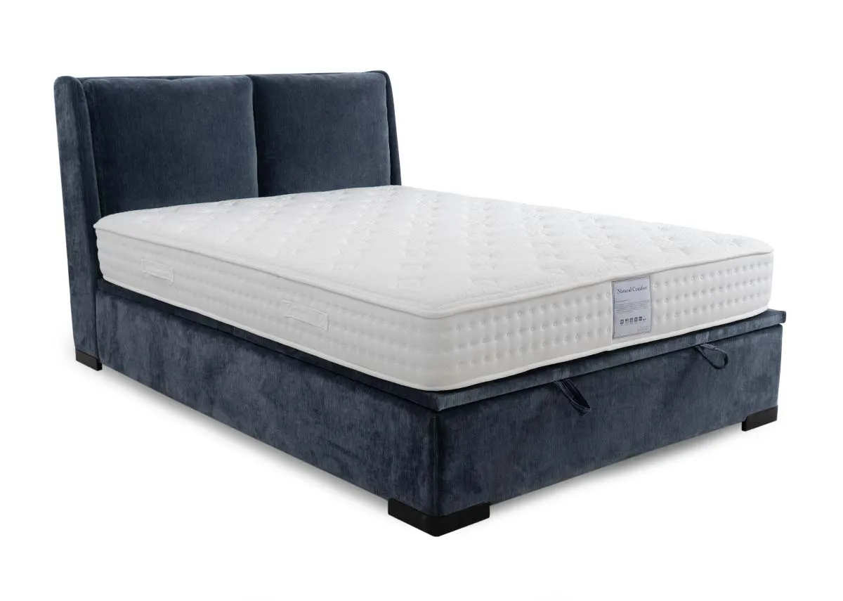 King Size (5ft) Blue Fabric Ottoman Bed - Comfy