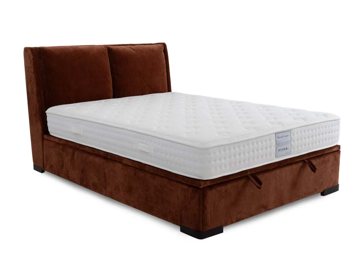 King Size (5ft) Rust Fabric Ottoman Bed - Comfy