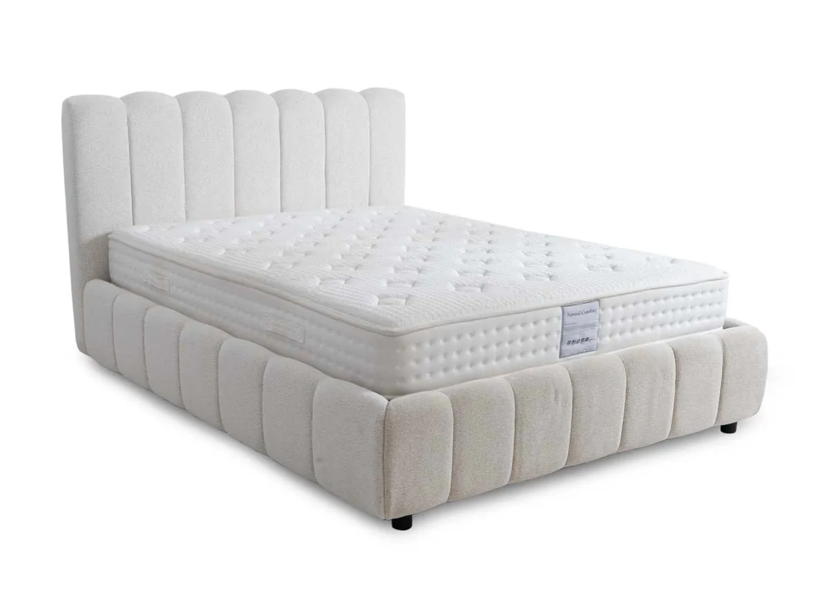 King Size (5ft) Cream Fabric Bed Frame - Julia