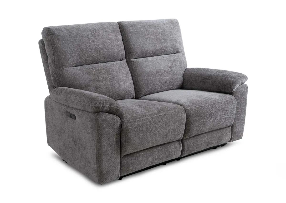 2 Seater Grey Fabric Power Reclining Sofa - Annalee