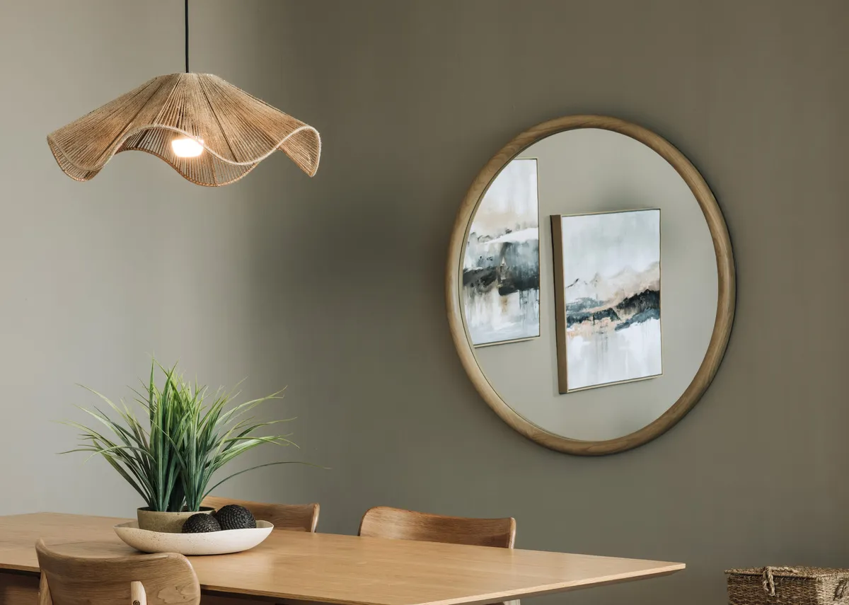 100cm Natural Round Mirror - Prom