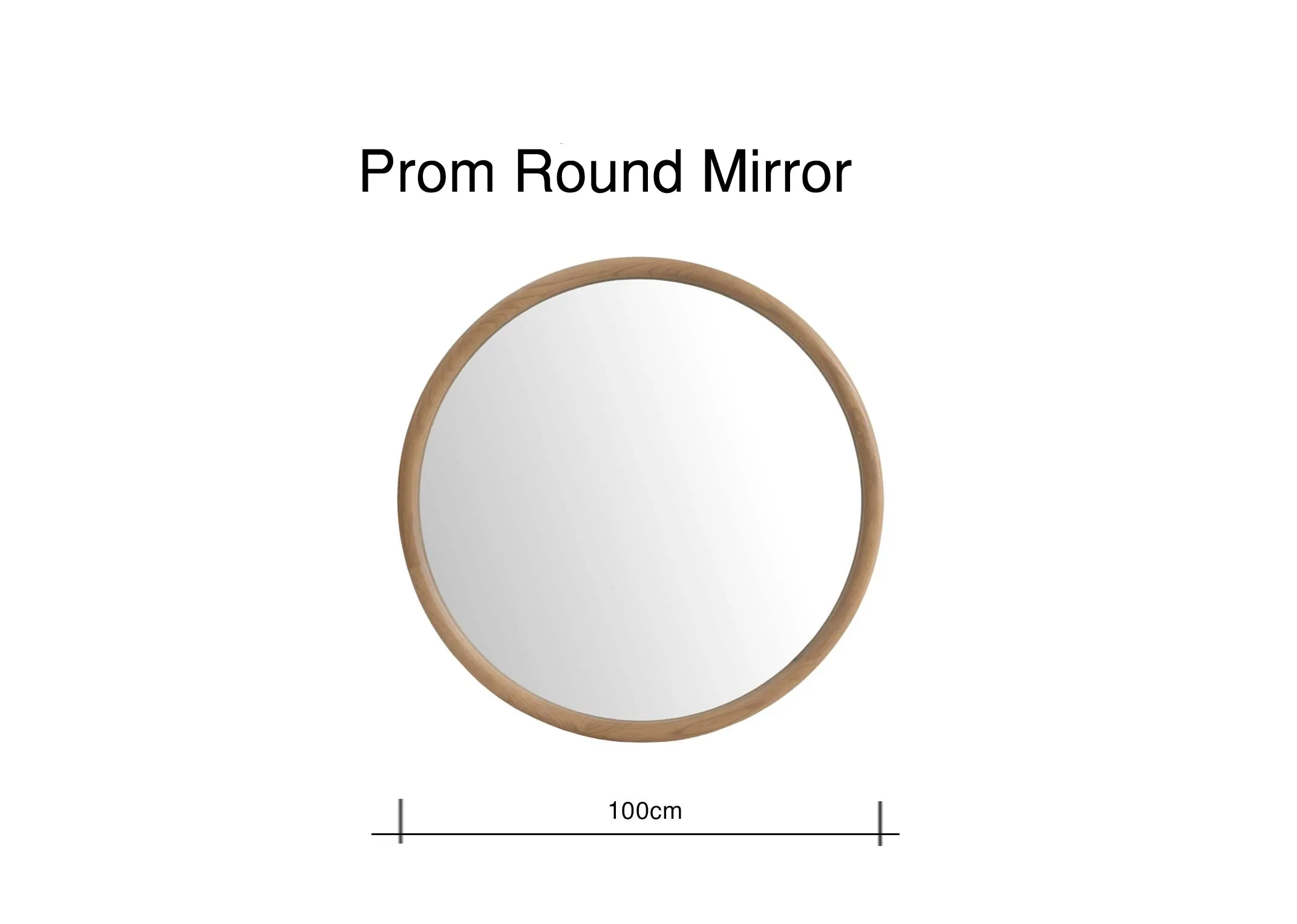 A dimension image of the Prom Mirror with 100cm x 100cm