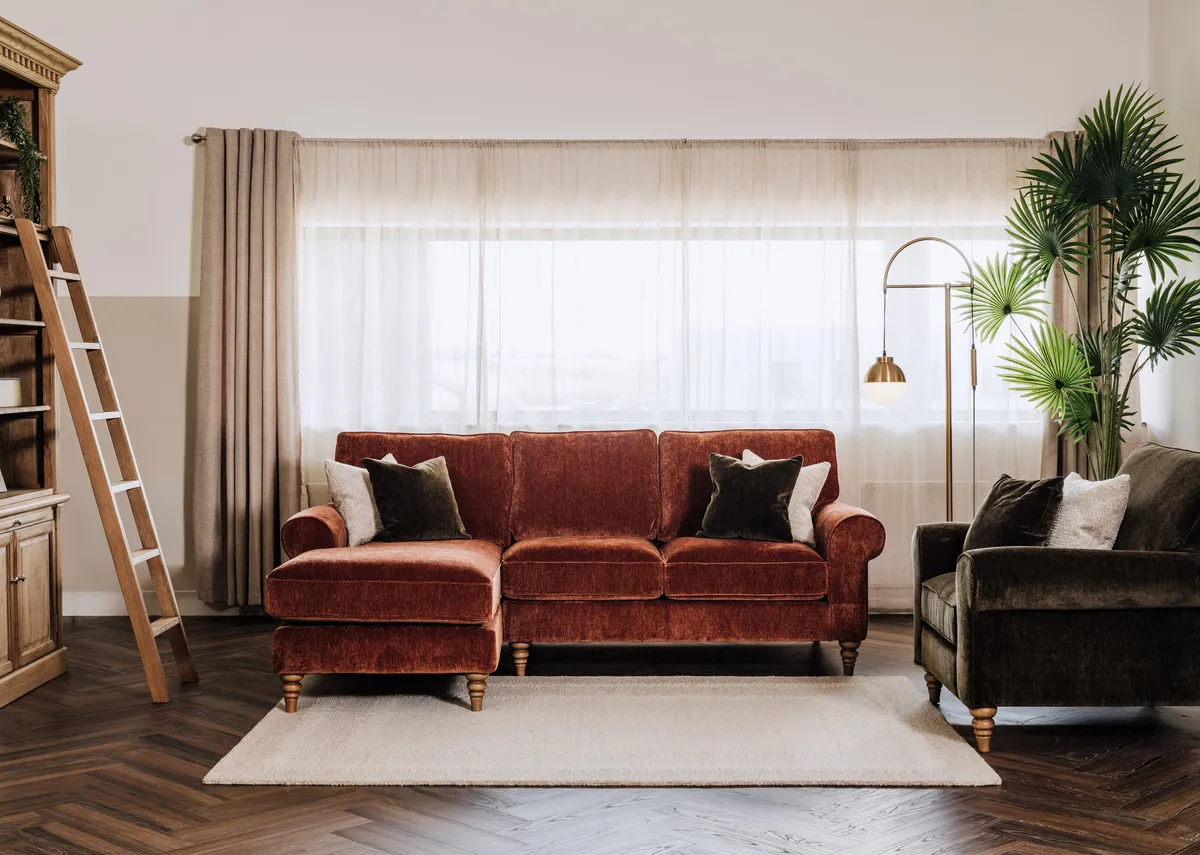 Rust Fabric LHF Corner Chaise - Cotswold
