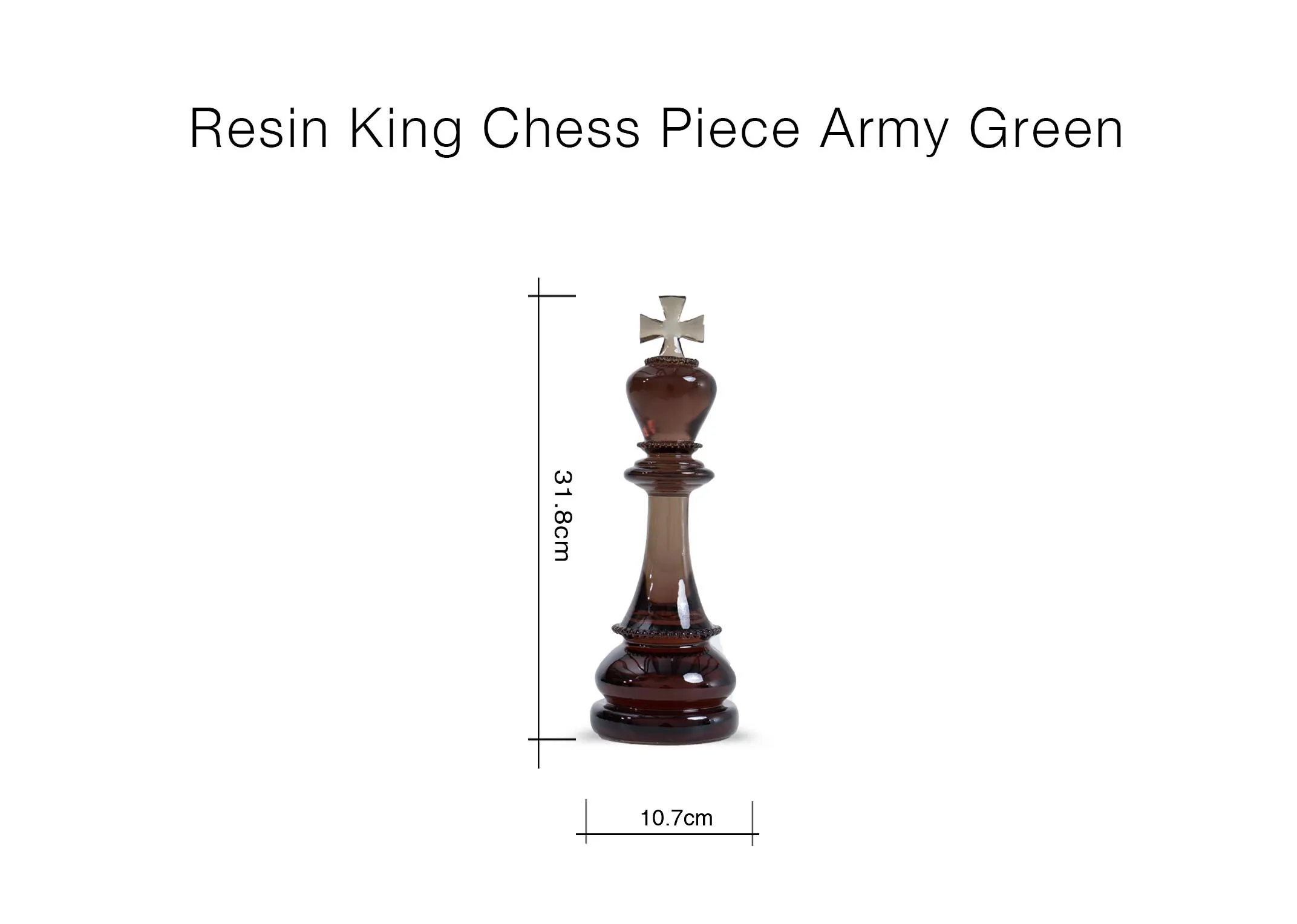 A dimension image of the Regent Chess Piece ornament with 