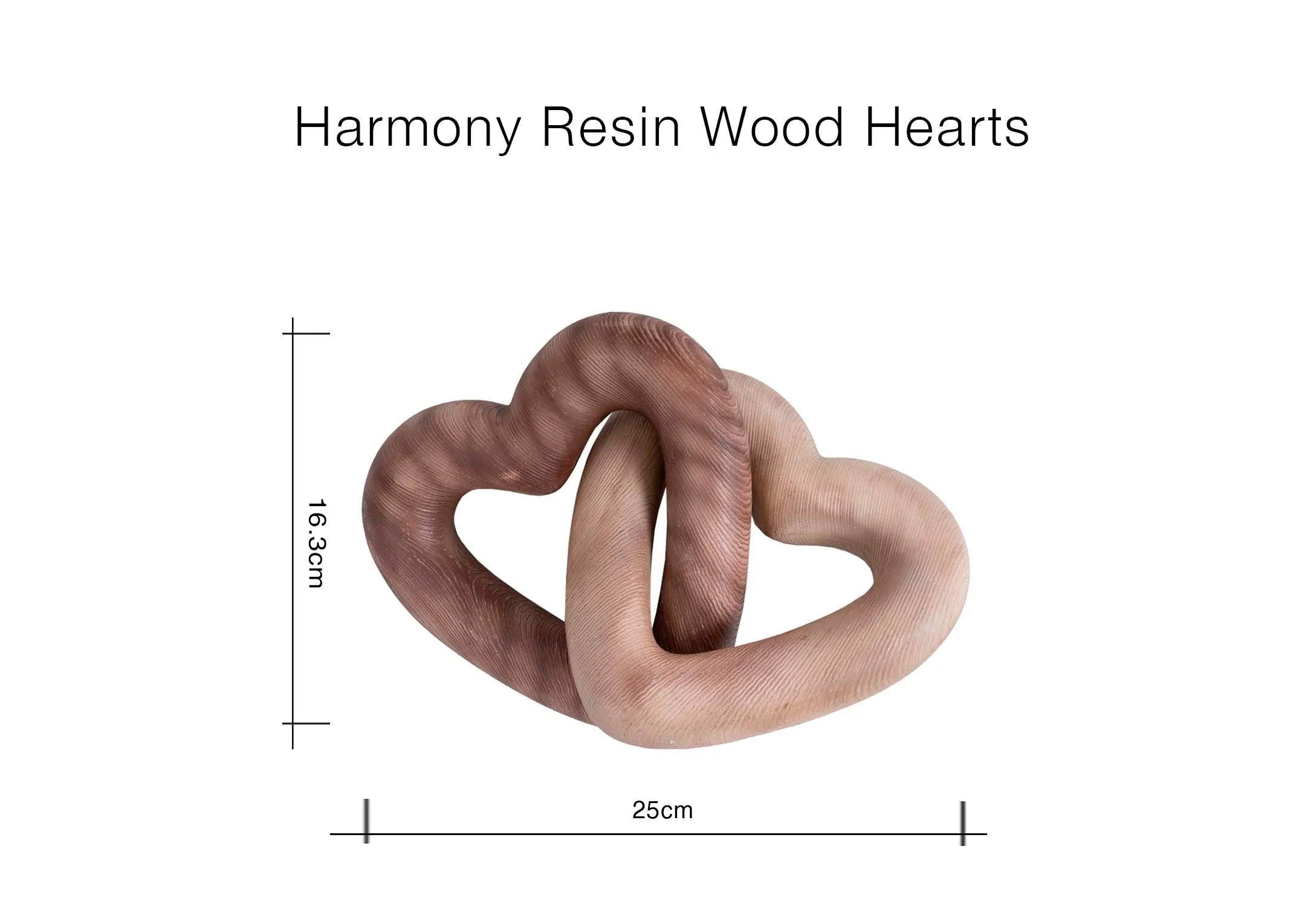 A dimension image of the Harmony ornament with 25cm x 16cm