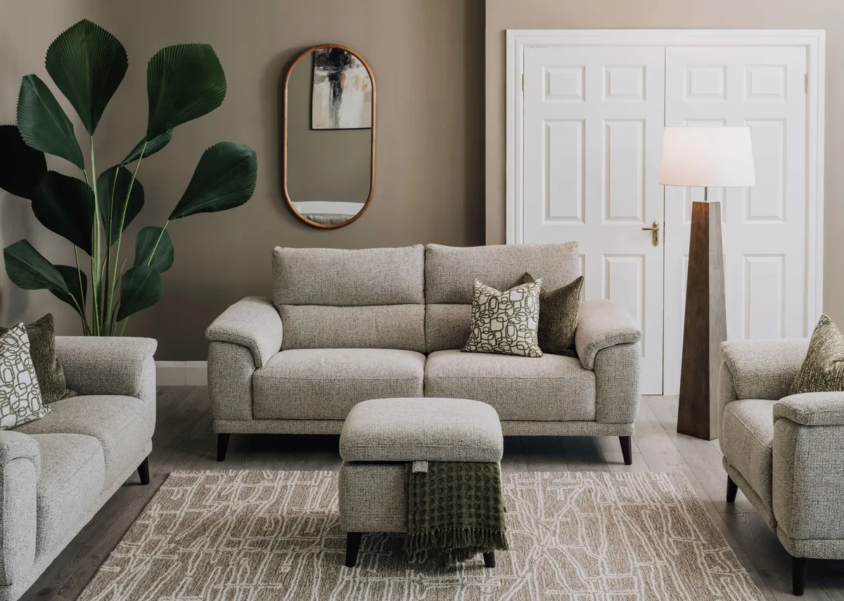 2.5 Seater Beige Fabric Sofa - Savoy