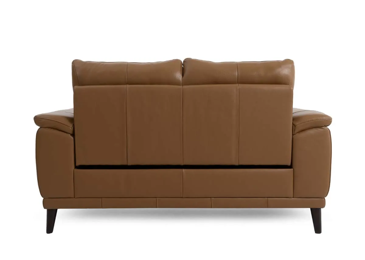 A tan leather 2 seater sofa from EZ Livings Savoy range.Back view