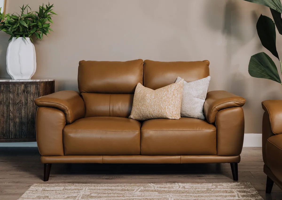 2 Seater Tan Leather Sofa - Savoy