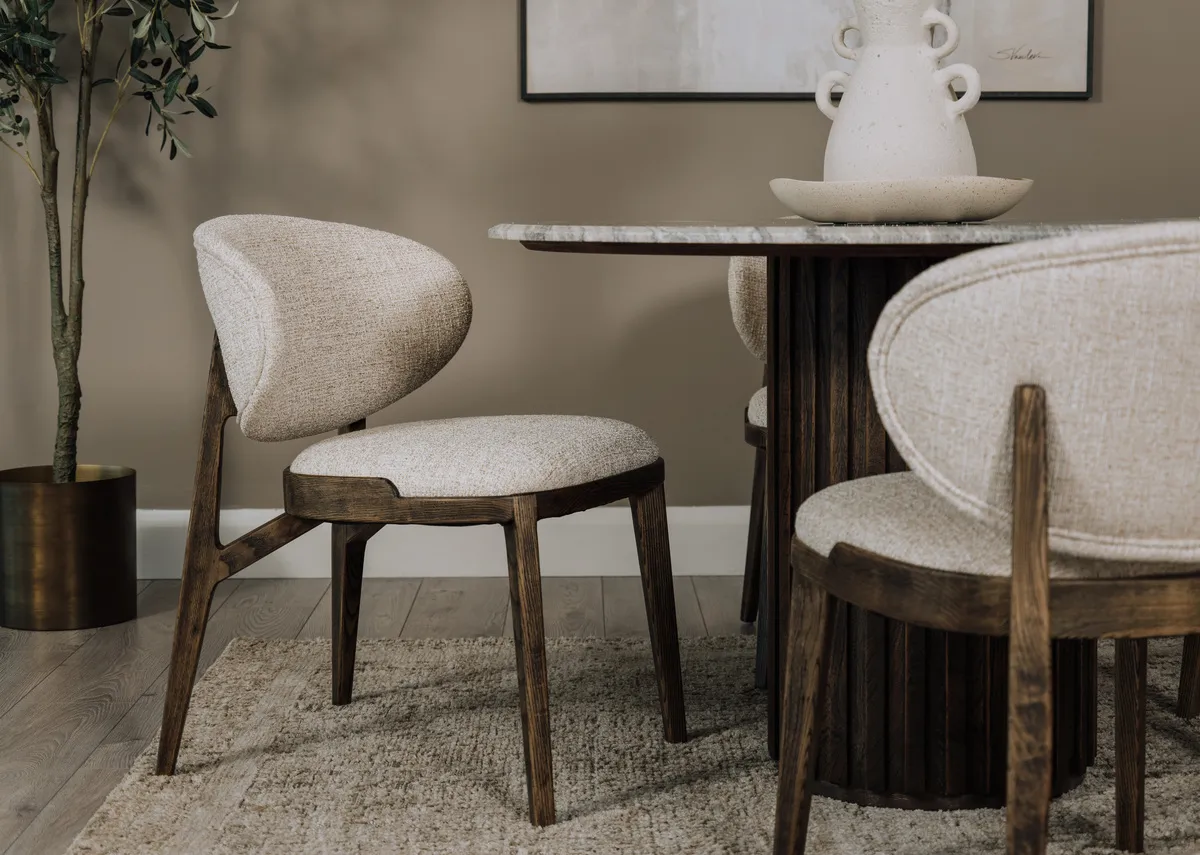 Beige Fabric Dining Chair - Eden