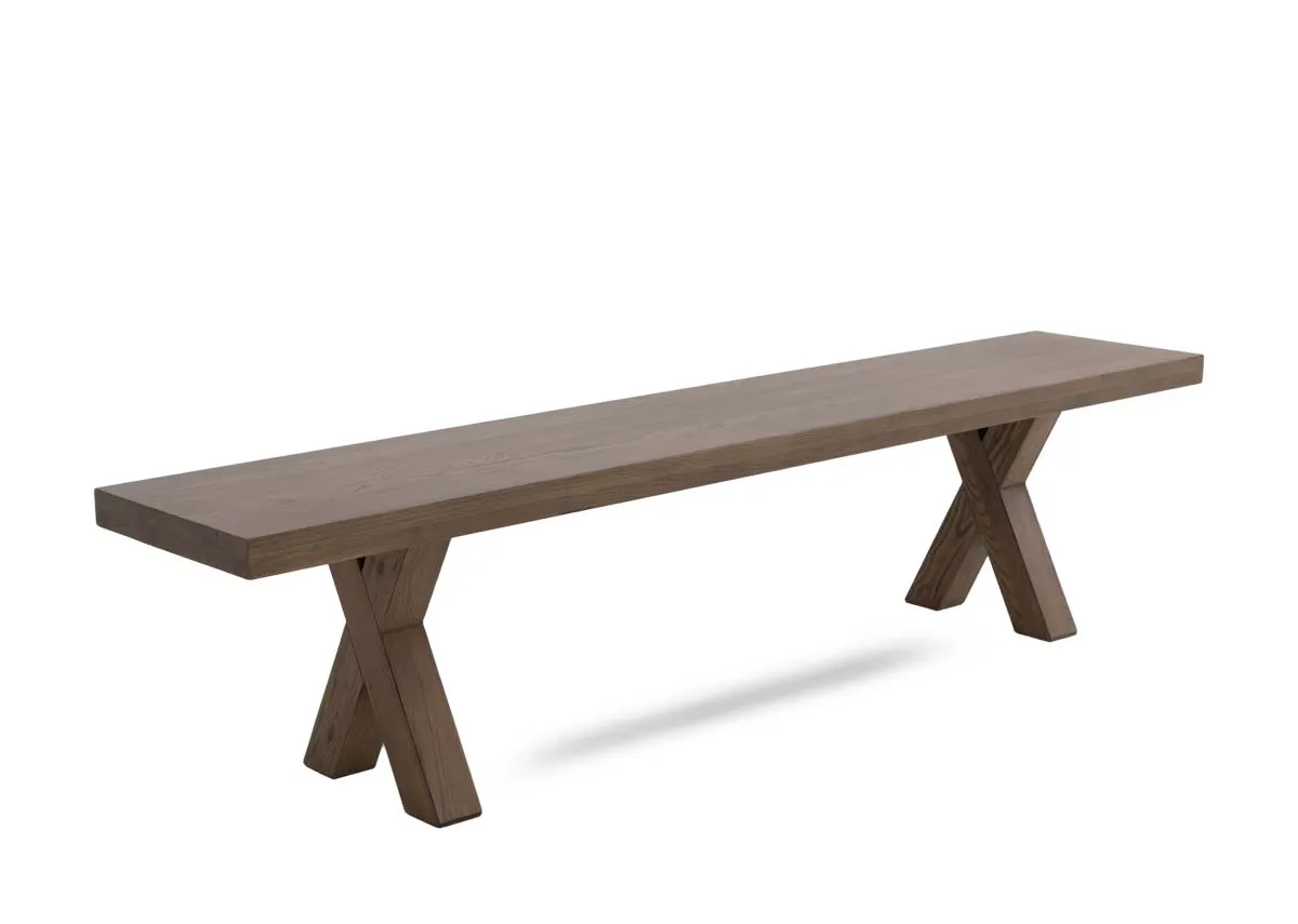 A solid ash wood dining bench from EZ Livings Geneva range. Angled view.