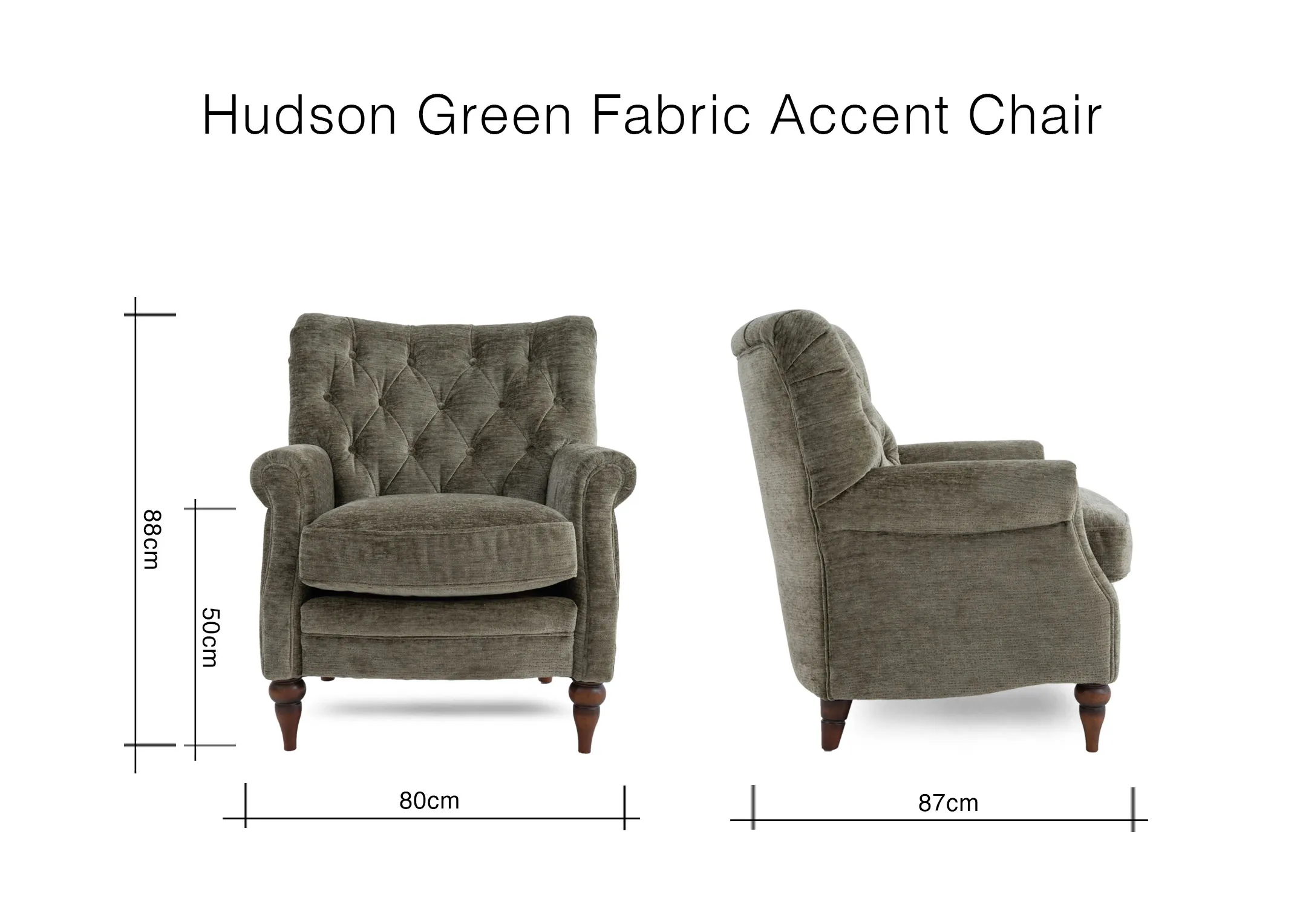 A dimension image of the Hudson Chair with 80cm x 87cm x 88cm