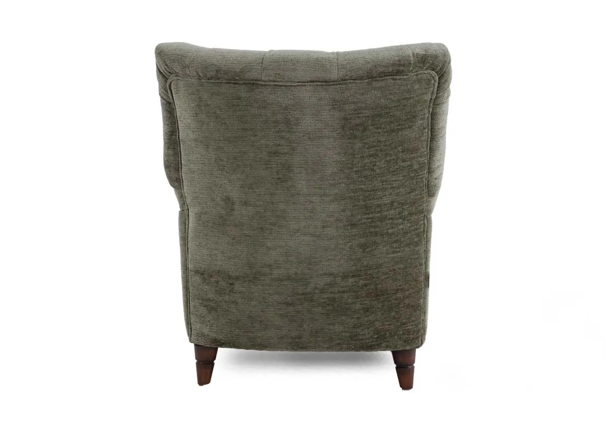 A green fabric accent chair from EZ Living Furnitures Hudson range. Back view