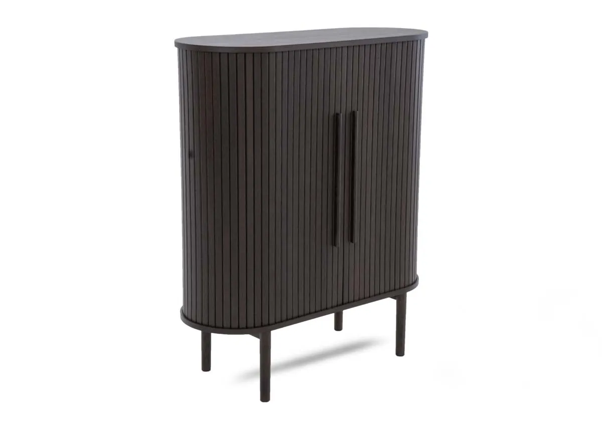 2 Door Espresso Oak Tambour Cabinet - Nola