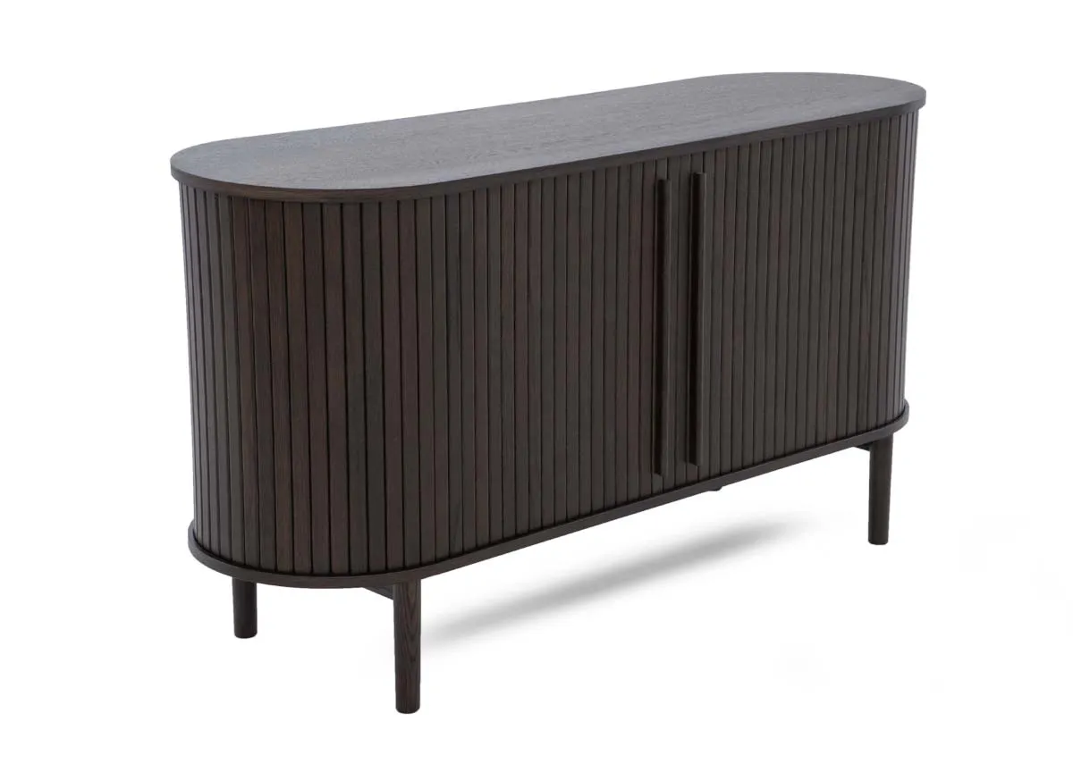 2 Door Espresso Oak Tambour Sideboard - Nola
