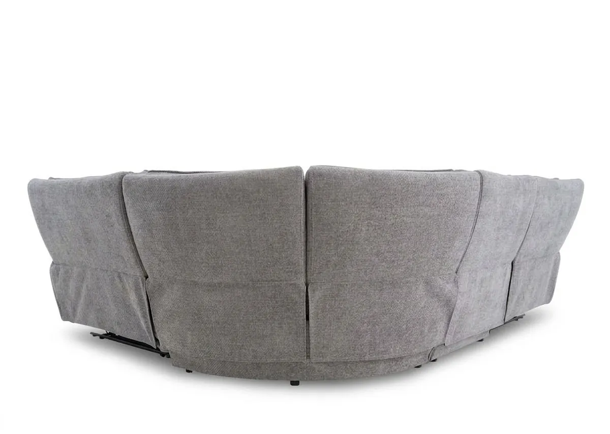 A grey fabric medium modular corner sofa from EZ Livings Ashbrook range. Back view shows all parts modular