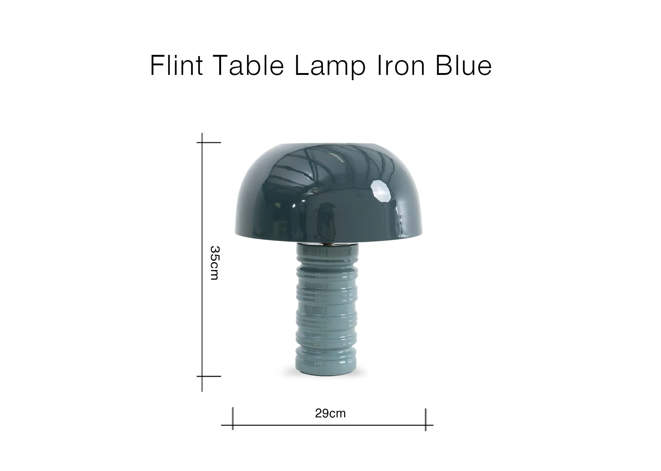 Adimension image of the Flint table lampwith 29cm x 35cm