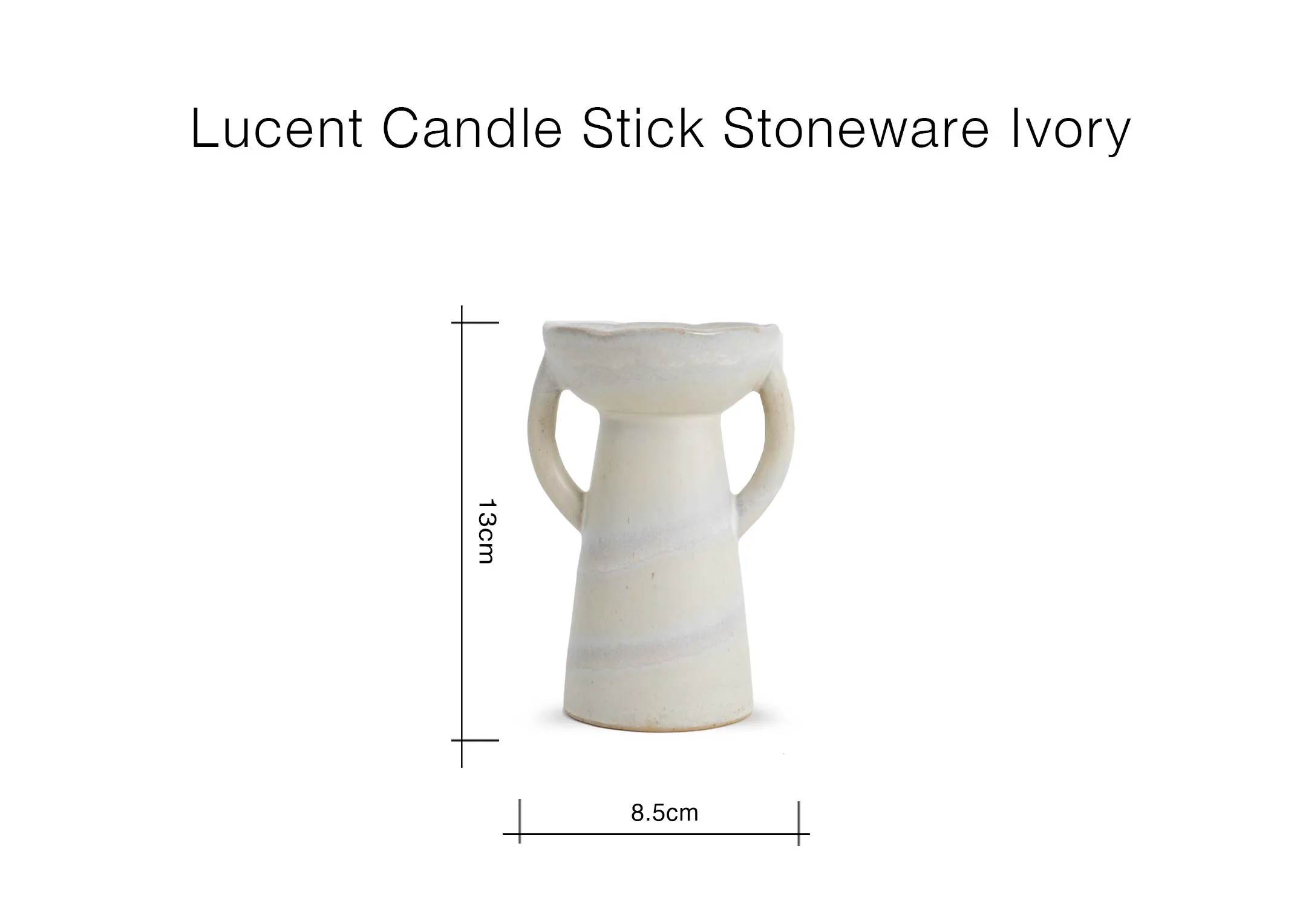 A dimension image of the Lucent Candleholder with 8.5cm x 13cm