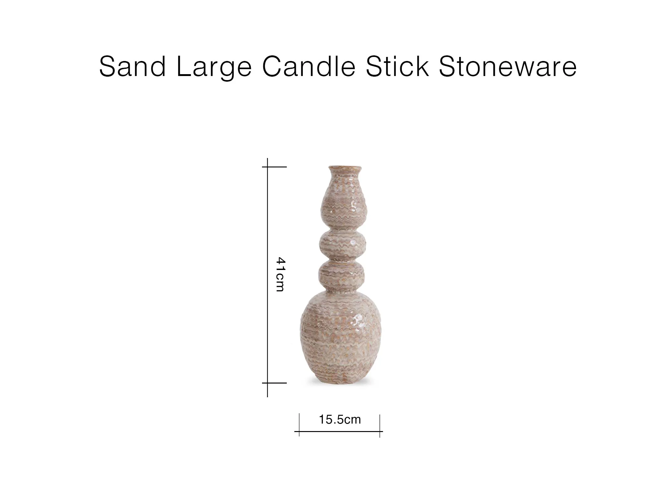 A dimension image of the Sand Candlestick holder with 15.5cm x 41cm