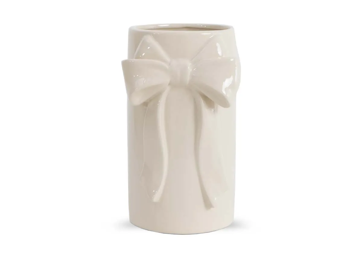 Small Ivory Stoneware Vase - Bow