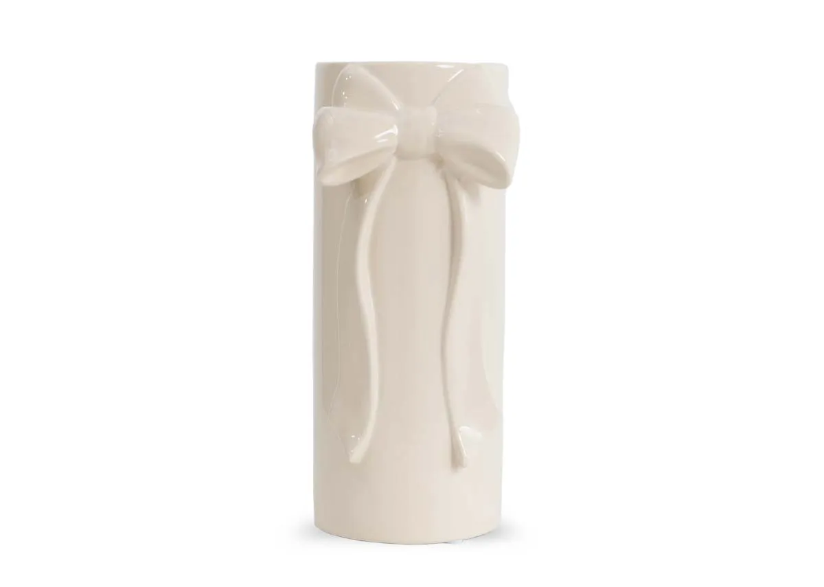 Large Ivory Stoneware Vase - Bow